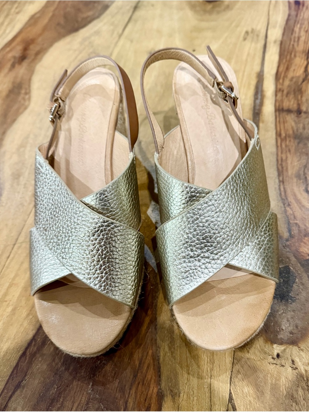 Tommy Bahama Gold Metallic Crisscross Slingback Sandals